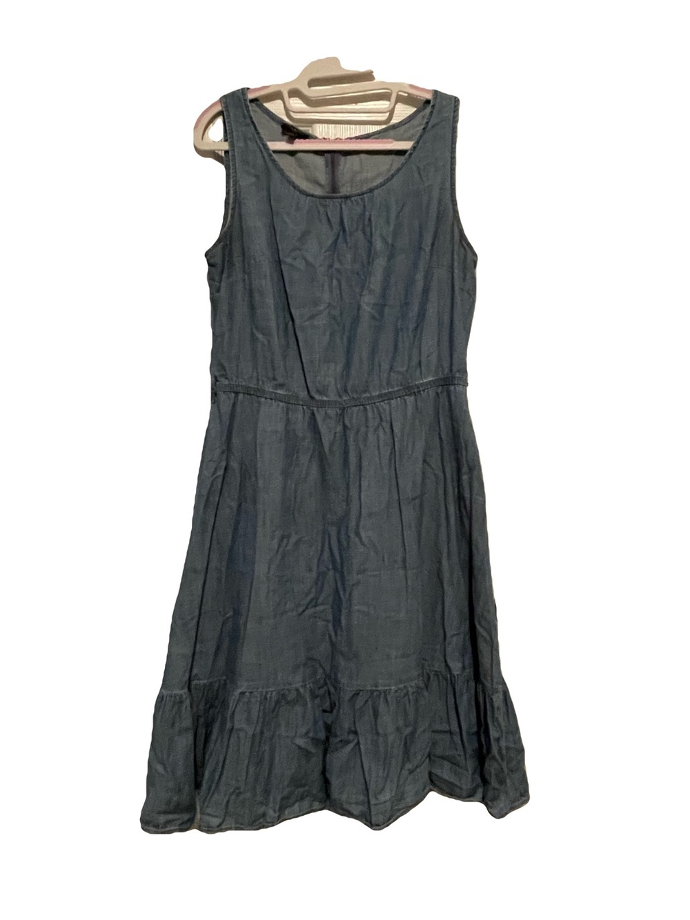 Talbots Sleeveless Charcoal Tiered Midi Dress